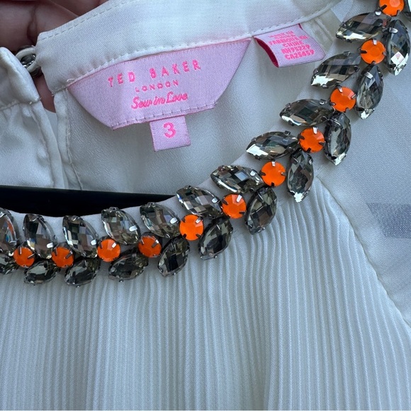 Ted Baker Lovina Bejeweled Accordion Pleated Long Sleeve Blouse Size 3 (US 8) - Picture 14 of 16